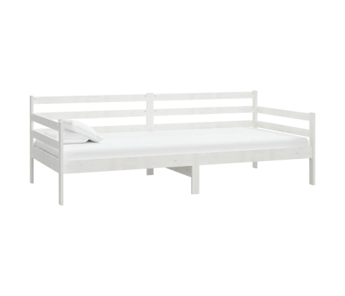 Sofá cama con colchón madera de pino maciza blanco 90x200 cm