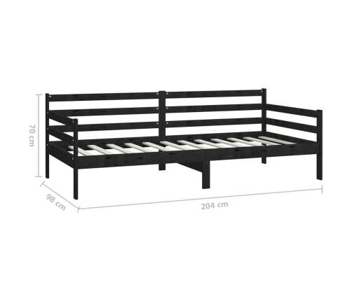 Sofá cama con colchón madera de pino maciza negro 90x200 cm