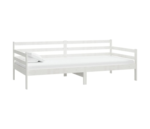 Sofá cama con colchón madera de pino maciza blanco 90x200 cm
