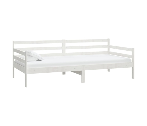 Sofá cama con colchón madera de pino maciza blanco 90x200 cm