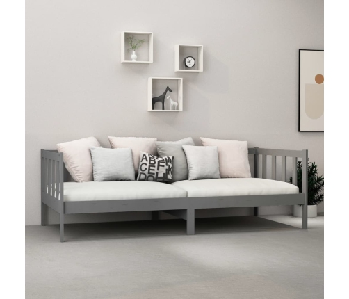 vidaXL Sofá cama con colchón madera de pino maciza gris 90x200 cm