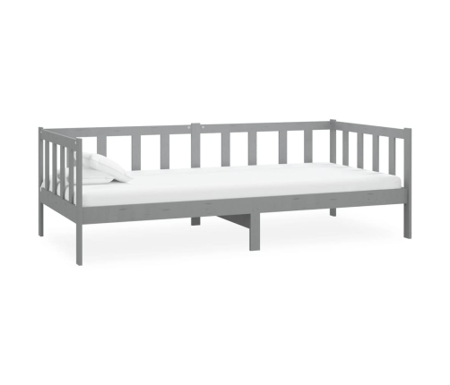 vidaXL Sofá cama con colchón madera de pino maciza gris 90x200 cm