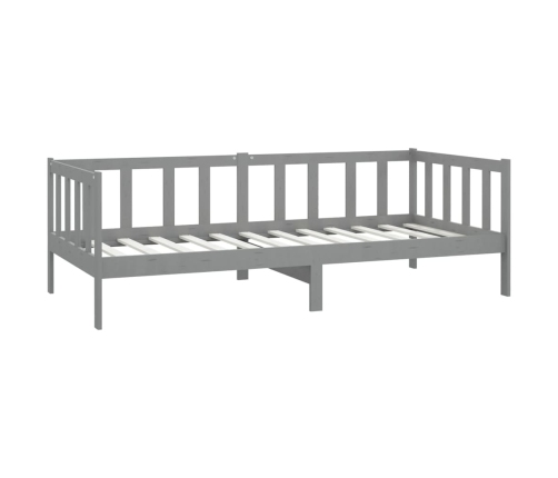 vidaXL Sofá cama con colchón madera de pino maciza gris 90x200 cm