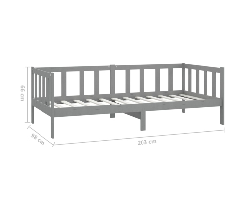 vidaXL Sofá cama con colchón madera de pino maciza gris 90x200 cm