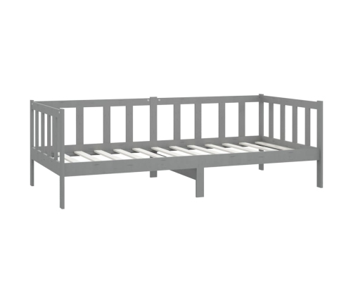 Sofá cama con colchón madera de pino maciza gris 90x200 cm