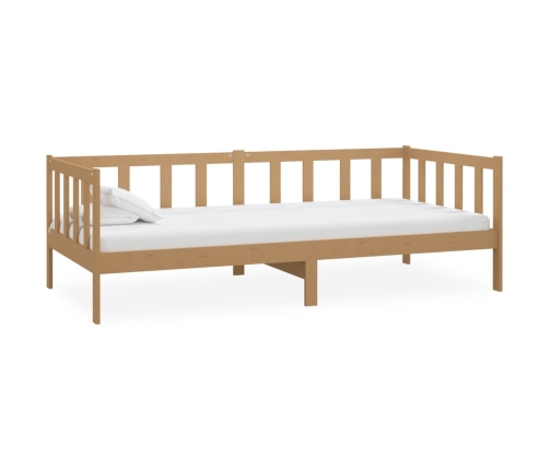 Sofá cama y colchón madera pino maciza marrón miel 90x200 cm