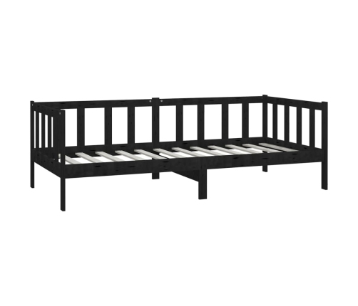 Sofá cama con colchón madera de pino maciza negro 90x200 cm