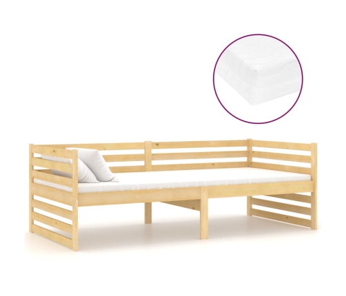 vidaXL Sofá cama con colchón madera de pino maciza 90x200 cm