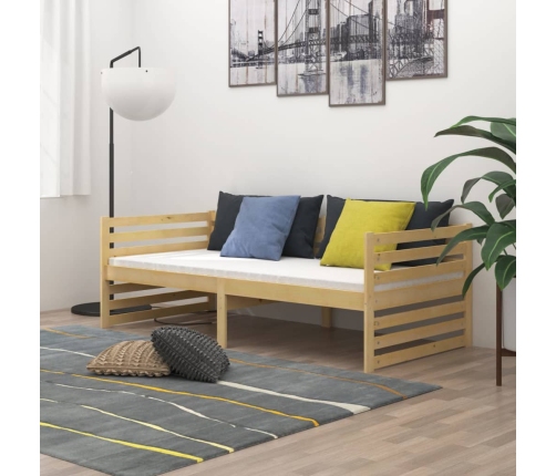 vidaXL Sofá cama con colchón madera de pino maciza 90x200 cm