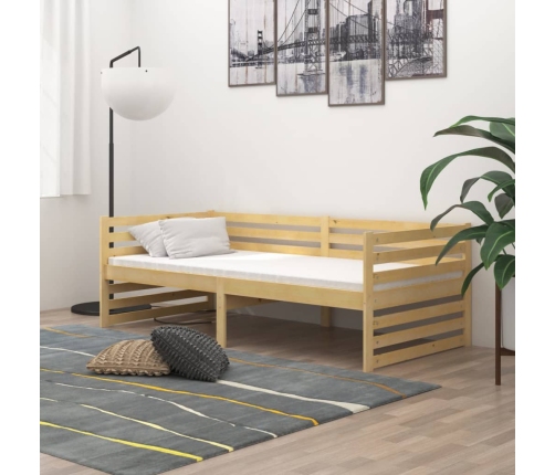 vidaXL Sofá cama con colchón madera de pino maciza 90x200 cm