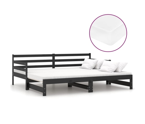 Sofá cama extraíble madera maciza de pino negro 2x(90x200) cm