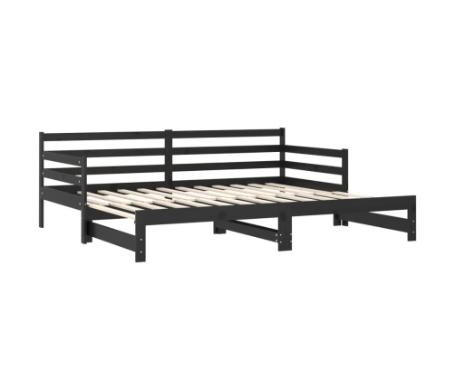 Sofá cama extraíble madera maciza de pino negro 2x(90x200) cm