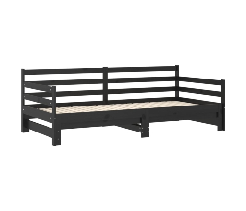 Sofá cama extraíble madera maciza de pino negro 2x(90x200) cm