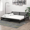 Sofá cama extraíble madera maciza de pino negro 2x(90x200) cm