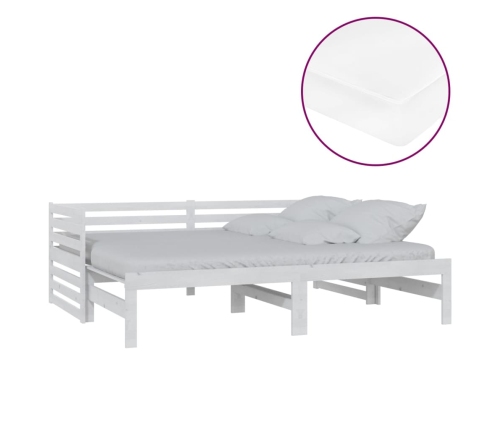 Sofá cama extraíble madera maciza de pino blanco 2x(90x200) cm