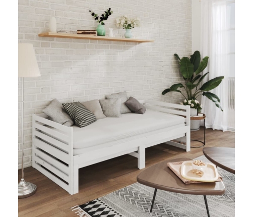 Sofá cama extraíble madera maciza de pino blanco 2x(90x200) cm
