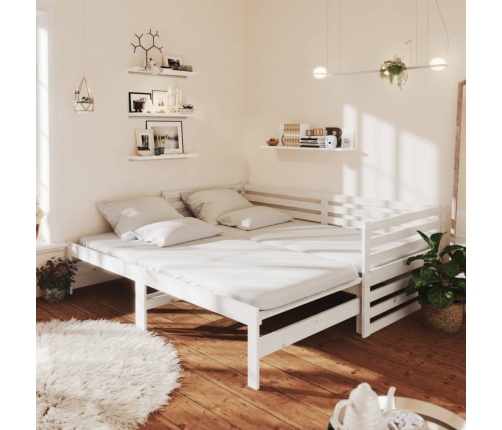 Sofá cama extraíble madera maciza de pino blanco 2x(90x200) cm