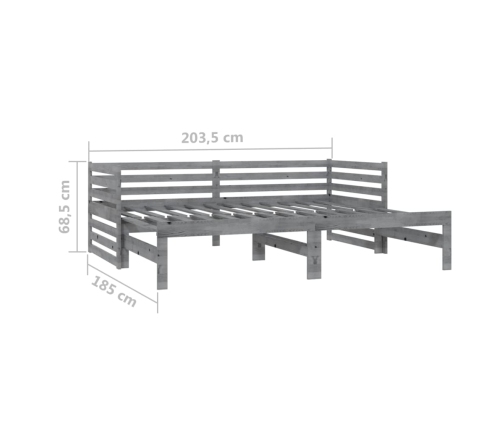 Sofá cama extraíble madera maciza de pino gris 2x(90x200) cm