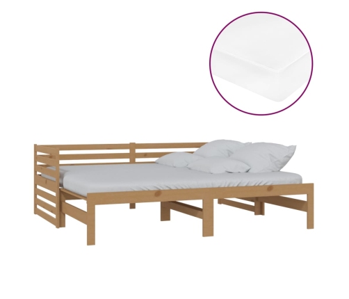 Sofá cama extraíble madera maciza de pino miel 2x(90x200) cm