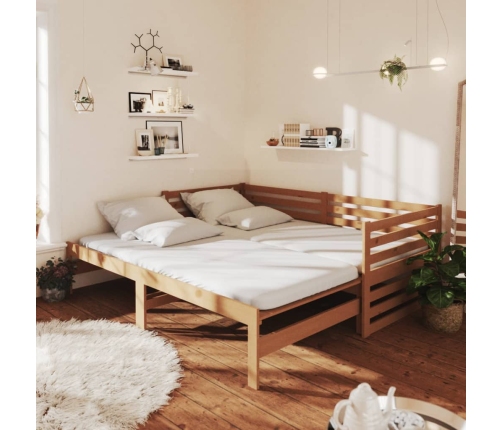 Sofá cama extraíble madera maciza de pino miel 2x(90x200) cm