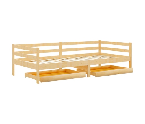 Sofá cama con cajones madera de pino maciza 90x200 cm