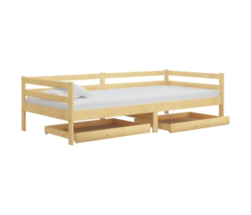 Sofá cama con cajones madera de pino maciza 90x200 cm