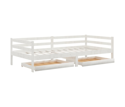 Sofá cama con cajones madera de pino maciza blanco 90x200 cm