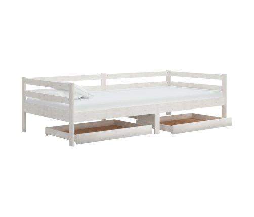 Sofá cama con cajones madera de pino maciza blanco 90x200 cm