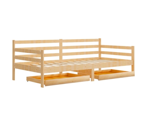 Sofá cama con cajones madera de pino maciza 90x200 cm