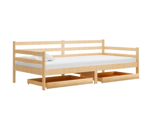 Sofá cama con cajones madera de pino maciza 90x200 cm