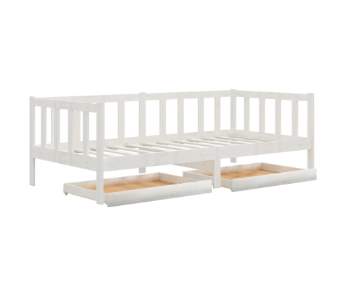 Sofá cama con cajones madera de pino maciza blanco 90x200 cm