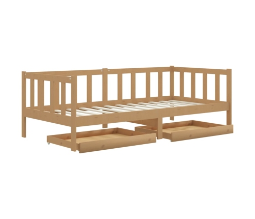 vidaXL Sofá cama con cajones madera pino maciza miel 90x200 cm