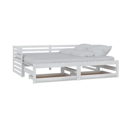 Sofá cama extraíble madera maciza de pino blanco 2x(90x200) cm