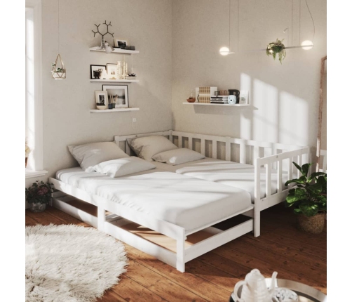 Sofá cama extraíble madera maciza de pino blanco 2x(90x200) cm