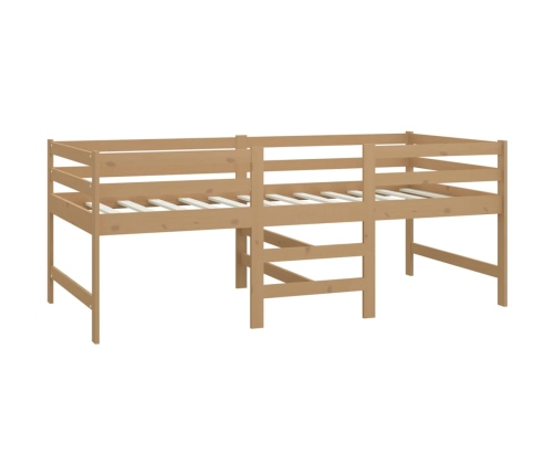 vidaXL Cama media alta con colchón madera pino marrón miel 90x200 cm