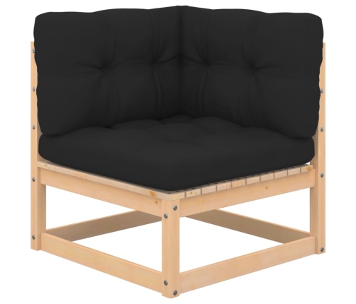 Juego de muebles de jardín 9 pzas y cojines madera maciza pino