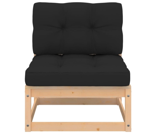 Juego de muebles de jardín 6 pzas y cojines madera maciza pino