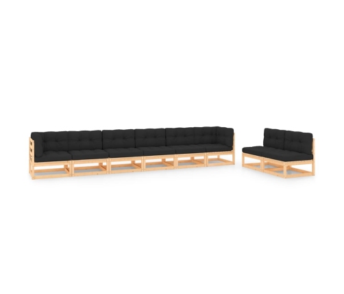 Muebles de jardín 8 pzas y cojines madera maciza pino
