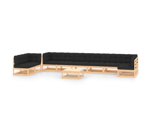 Muebles de jardín 10 pzas cojines antracita madera maciza pino