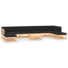 Muebles de jardín 11 pzas cojines antracita madera maciza pino