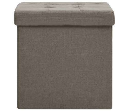 Taburete con almacenaje plegable lino sintético gris taupe