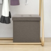 Taburete con almacenaje plegable lino sintético gris taupe