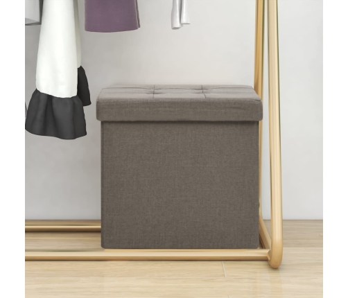 Taburete con almacenaje plegable lino sintético gris taupe