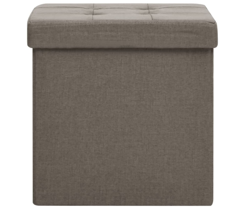 Taburete de almacenaje plegable 2 uds lino sintético gris taupe