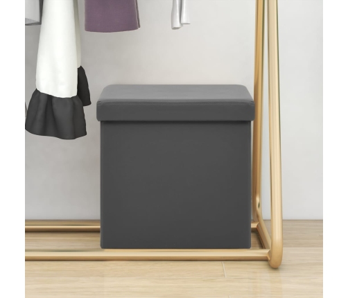 Taburete con almacenaje plegable gris PVC