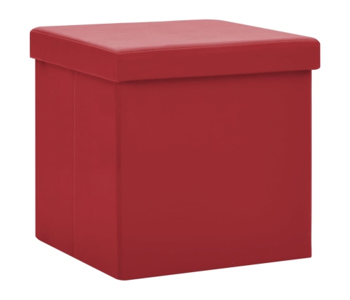 Taburete con almacenaje plegable rojo vino tinto PVC