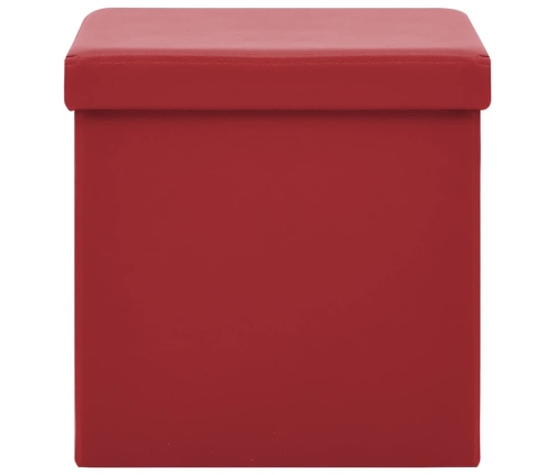 Taburete con almacenaje plegable rojo vino tinto PVC