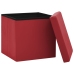 Taburete con almacenaje plegable rojo vino tinto PVC