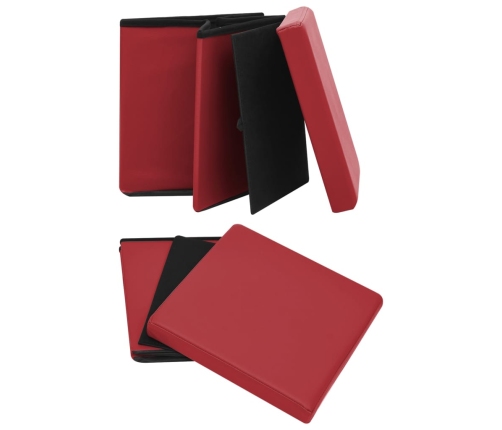 Taburete con almacenaje plegable rojo vino tinto PVC