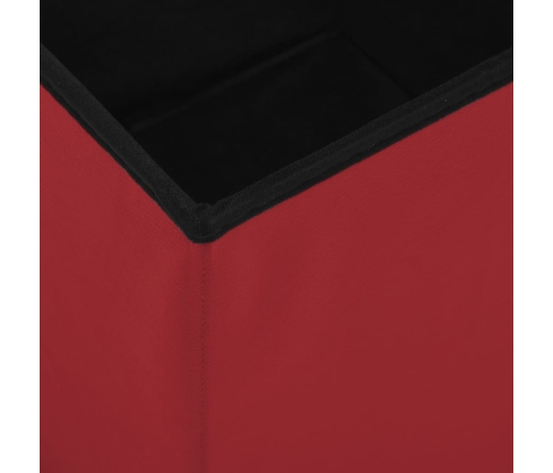 Taburete con almacenaje plegable rojo vino tinto PVC